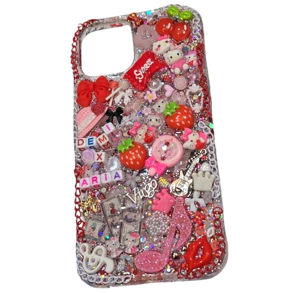 Iphone 12 Pro Max Custom Handmade Phone Case Red Theme Charms Personalized